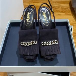 YSL tribute suede sling back pumps sz 35